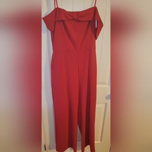 Off the Shoulder Strapless Red Pantsuit Excellent Condition Size Large